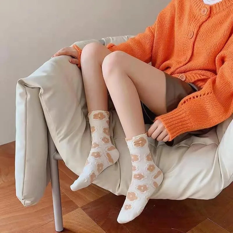 Floral Patterned Cozy Socks