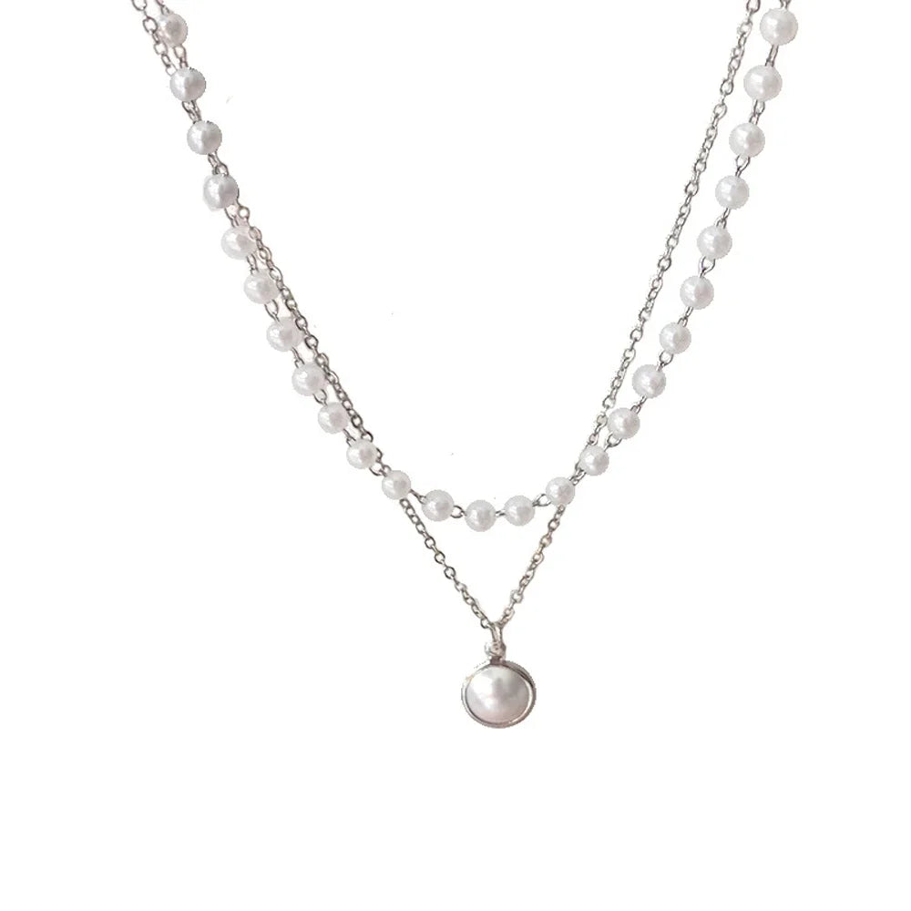 Wearluxe Pearl Choker Necklace Double Layer