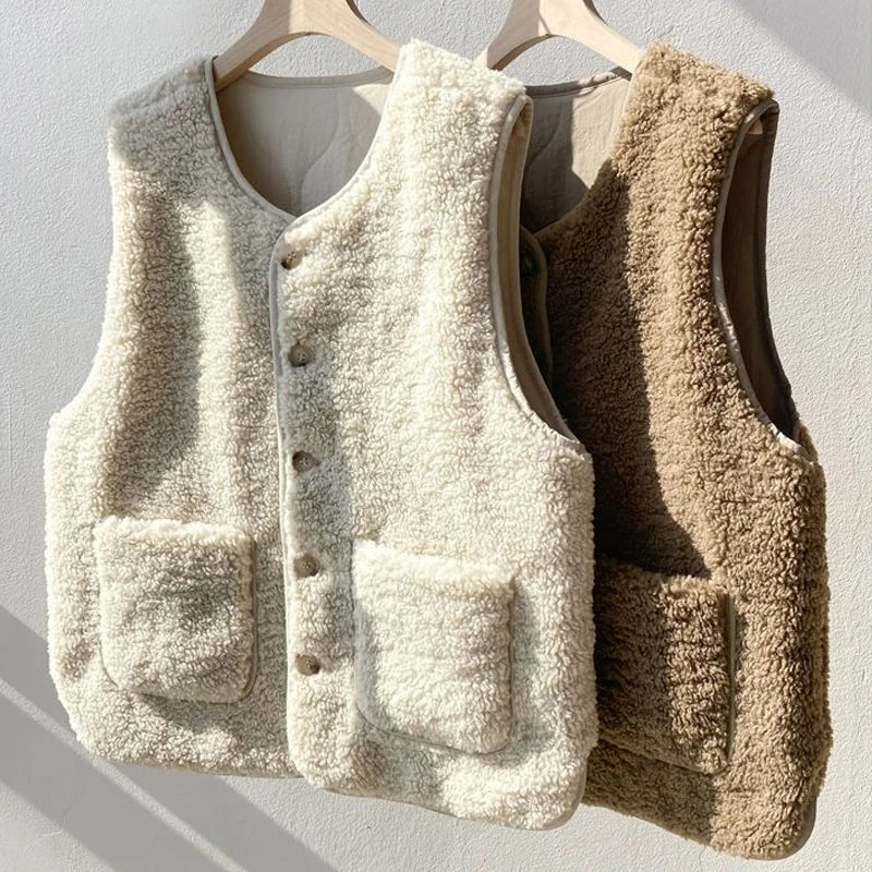 Soft Button-Up Fleece Vest