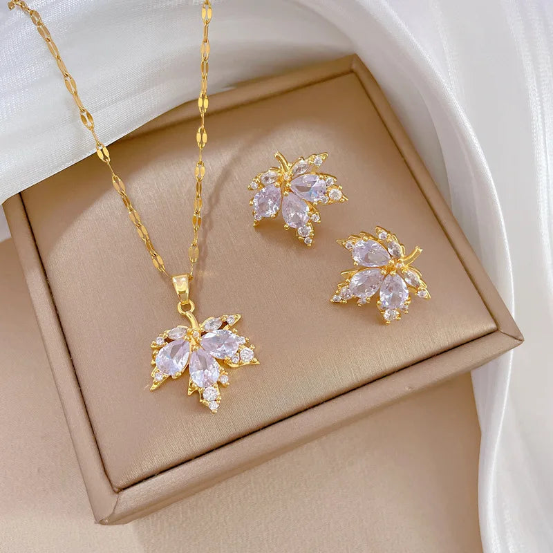 Wearluxe  Necklace Earring Set Sakura